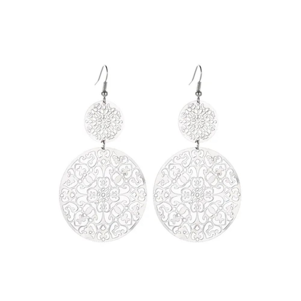SILVER ♡ MANDALA Earrings - Picture 3 of 5